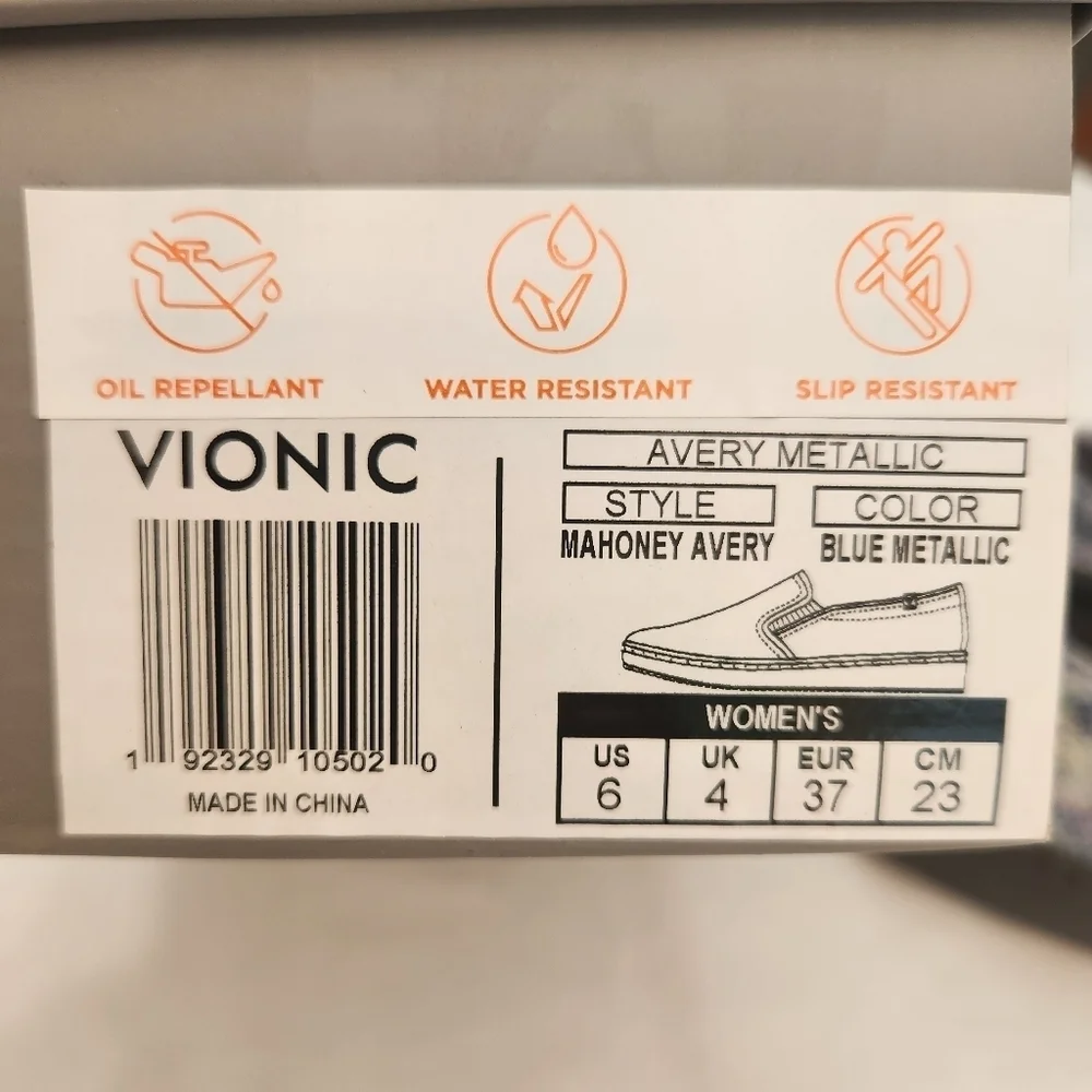 Vionic Pro slip on shoes size 6 blue metallic Mahnoey Avery